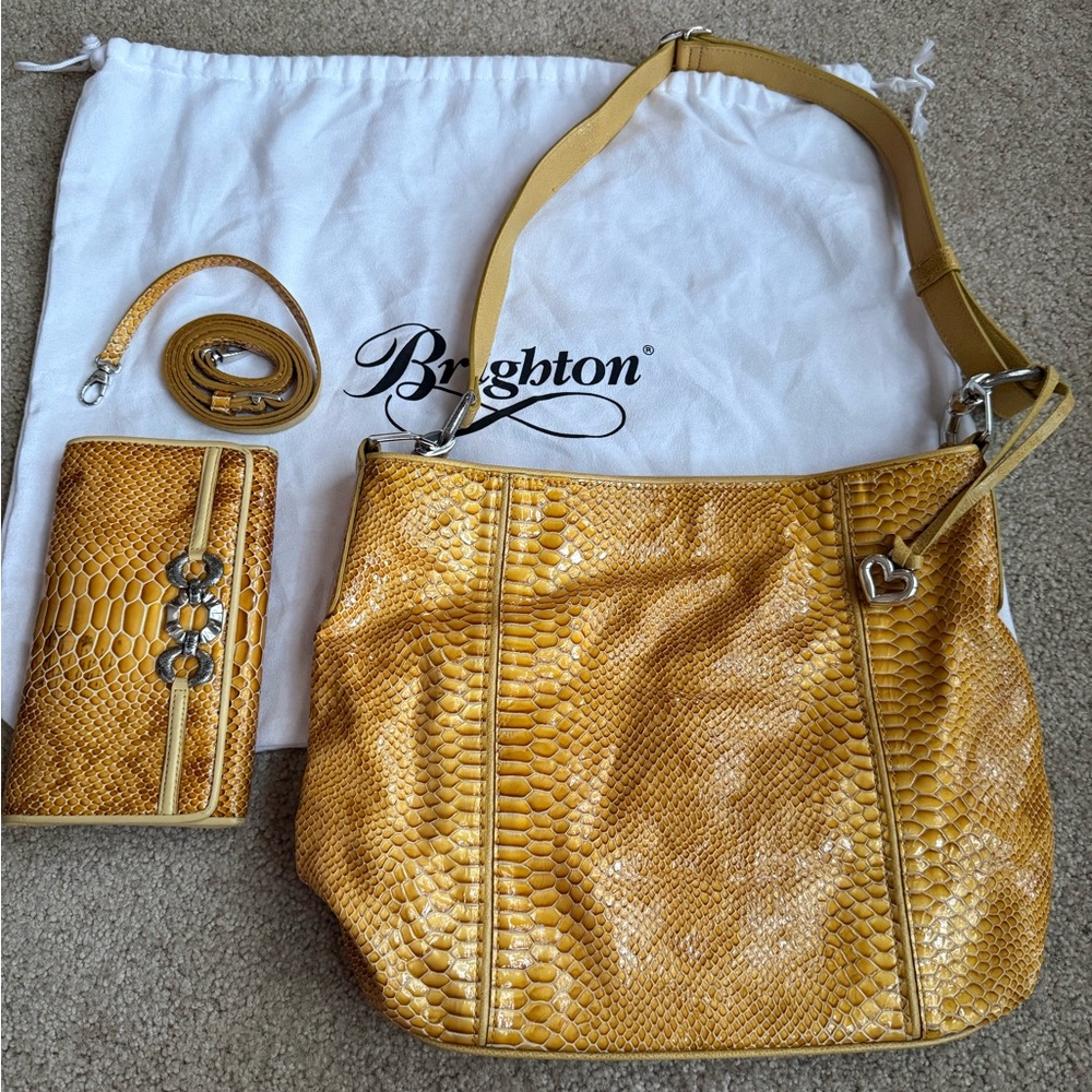 Brighton Mustard Snake Print Shoulder Bag Set